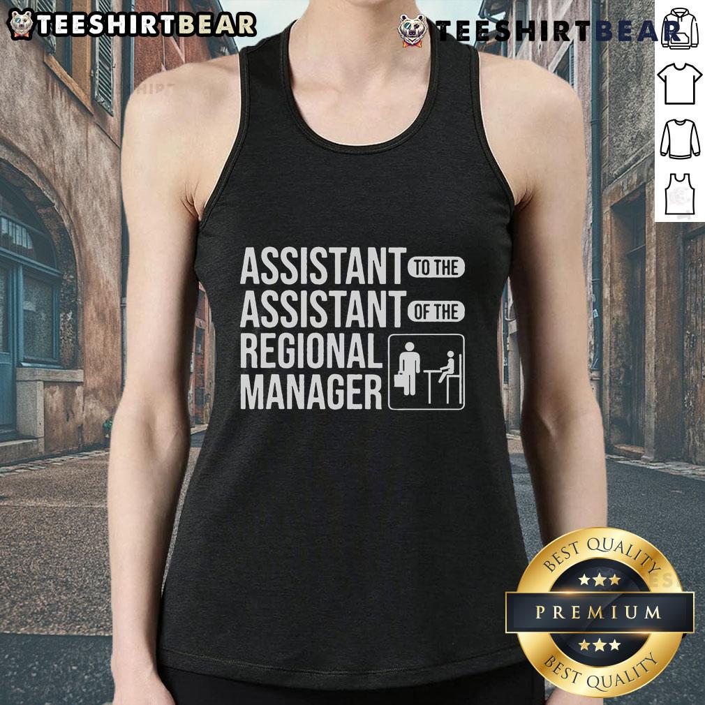 Stylish tank top featuring 'Top Assistant to the Assistant of the Regional Manager' graphic, perfect for casual office wear.