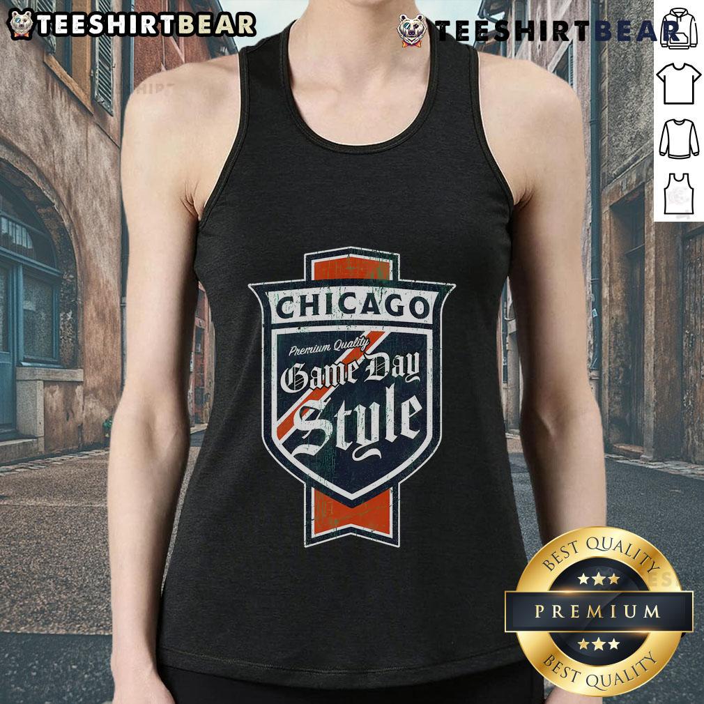 Alt Text: Top Chicago Pride Windy City Classic Beer Label Tank Top featuring vibrant colors and festive design for Pride celebrations.