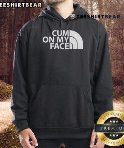 Humorous 'Top Cum On My Face' hoodie design featuring playful text on a cozy sweatshirt for fun fashion.