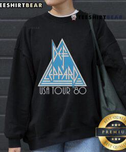 Vintage Def Leppard USA Tour '80 sweatshirt featuring iconic band logo and tour graphics in bold colors.