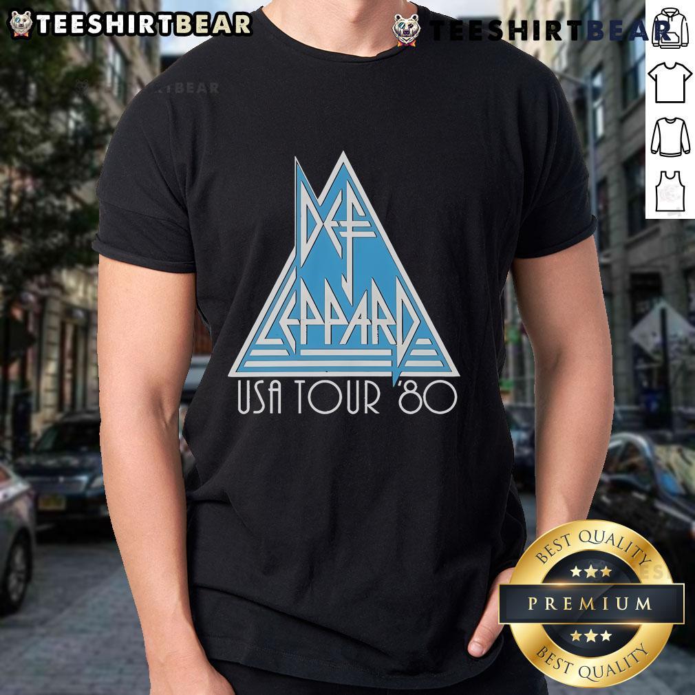 Vintage Top Def Leppard USA Tour '80 T-Shirt featuring iconic band logo and graphics, perfect for rock music fans.