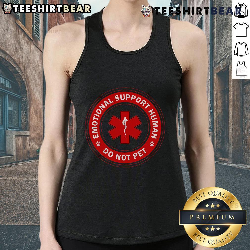 Top Emotional Support Husband Do Not Pet Premium Tank Top design featuring a humorous graphics and bold text.