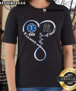 Alt Text: New York Yankees Ladies Tee featuring 'It's a Work of Heart' design, perfect for passionate fans.