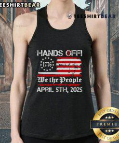 Top Hands Off Protest April 5 USA Flag Tank Top worn by activists during a demonstration for freedom and justice.