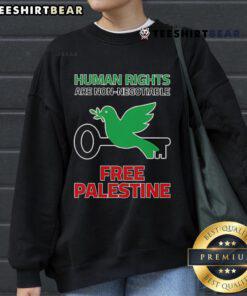 Alt Text: Top Human Rights Are Non-Negotiable Free Palestine Sweatshirt design featuring bold text and vibrant colors.