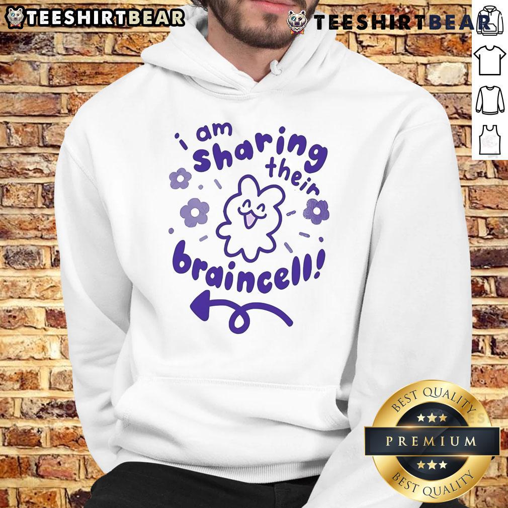 Top I Am Sharing Their Braincell Hoodie in black, featuring a fun graphic design, perfect for casual wear.