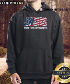 Alt Text: Top Jesus More Than A Conqueror hoodie showcasing inspirational design and comfortable fit for believers.