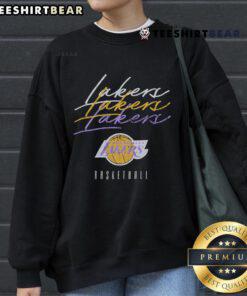 Top Los Angeles Lakers Hardwood Classics Triple Stack Sweatshirt featuring iconic team colors and logo design.