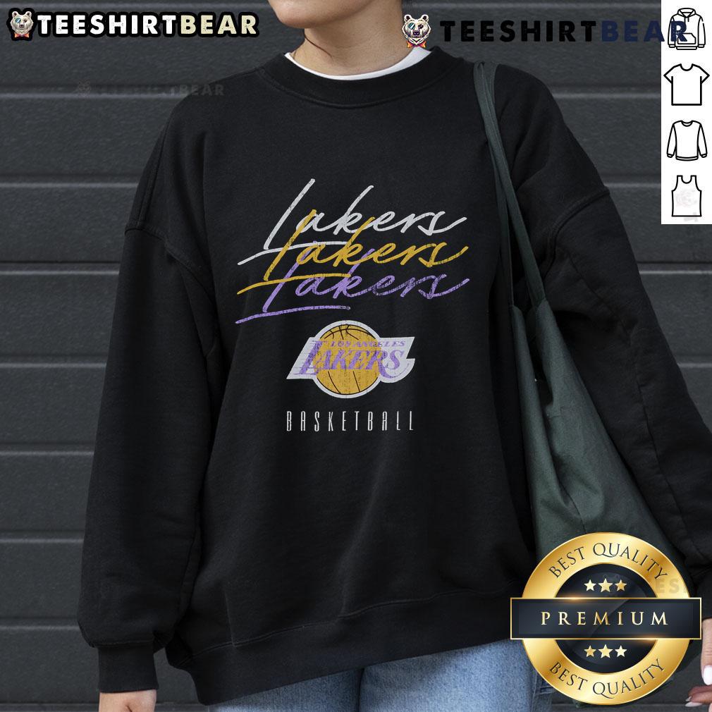 Top Los Angeles Lakers Hardwood Classics Triple Stack Sweatshirt featuring iconic team colors and logo design.