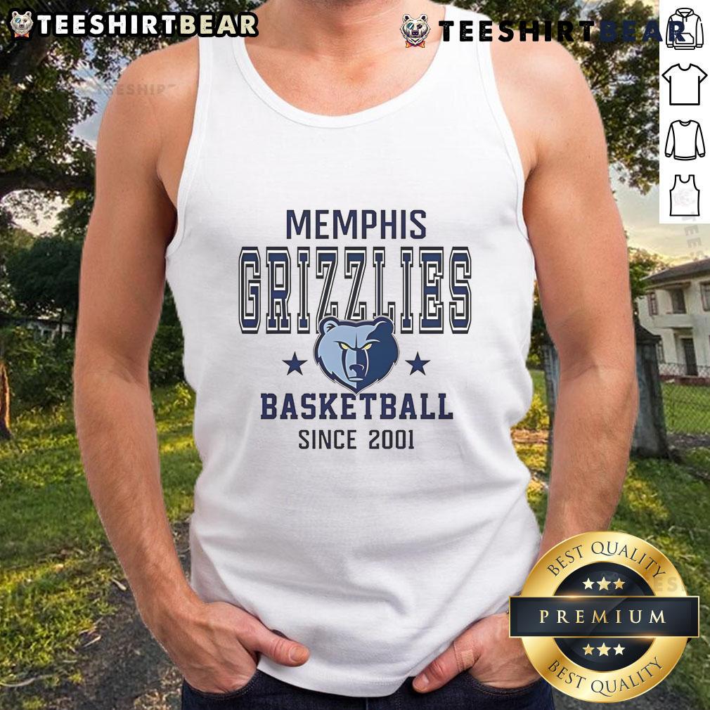 Top Memphis Grizzlies Basketball Since 2001 tank top featuring team colors and logo, perfect for fans and casual wear.