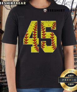 Top Number 45 Softball Jersey with Number 45 Print on a Ladies Tee, perfect for softball fans and players.