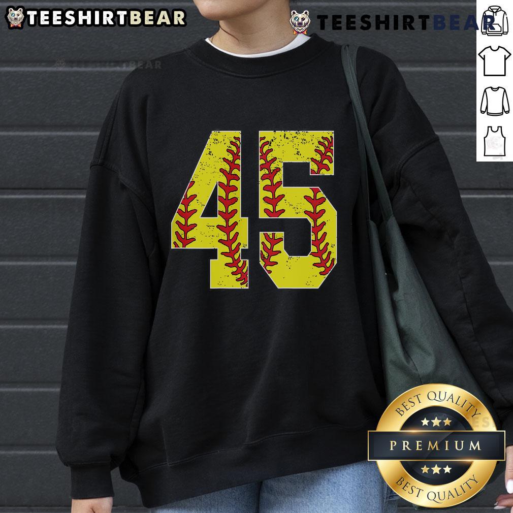 Top Number 45 Softball Jersey Sweatshirt featuring bold Number 45 print, perfect for fans and players alike.