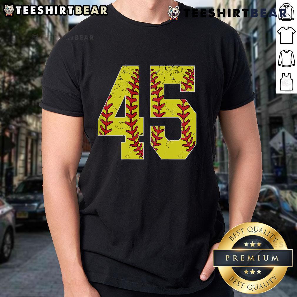 Top Number 45 Softball Jersey Number 45 Print T-Shirt in vibrant colors, perfect for fans and players of the sport.