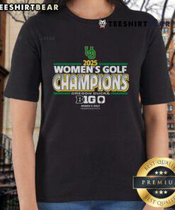 Alt Text: Oregon Ducks 2025 Big Ten Women's Golf Champions celebrating at the ladies tee on the golf course.