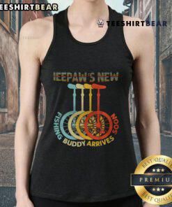 Excited Top Peepaws in a unicycle tank top welcomes new fishing buddy, ready for outdoor adventures and fun.