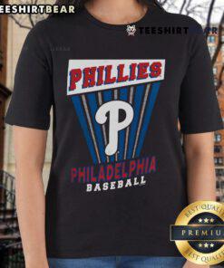 Alt Text: Stylish Top Philadelphia Phillies Baseball Starter Ladies Tee featuring team logo, perfect for female fans and casual wear.
