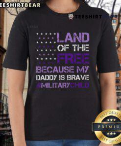 Top Purple Up For Military USA Flag Ladies Tee for Military Child Month, celebrating military families and support.