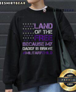 Top Purple Up for Military USA Flag sweatshirt celebrating Military Child Month, featuring vibrant colors and patriotic design.