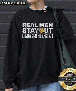 Top Real Men Stay Out of the Kitchen Pickleball Sports Sweatshirt in navy, featuring a fun pickleball graphic and casual fit.
