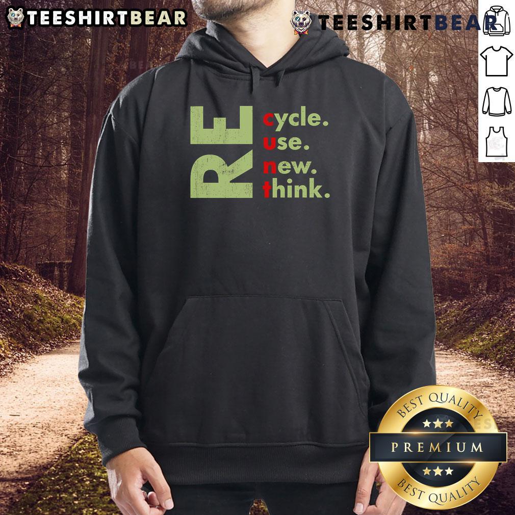 Top Recycle Reuse Renew Rethink Crisis Environmental Activism Hoodie in a vibrant design promoting sustainability and eco-awareness.