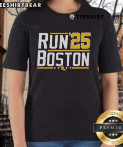 Top Run Boston 2025 Ladies Tee featuring a stylish design and vibrant colors for runners and fitness enthusiasts.
