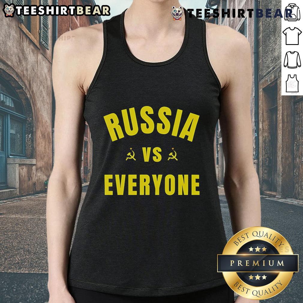 Top Russia Vs Everyone Tank Top featuring bold graphics and a stylish design for casual wear and sports enthusiasts.