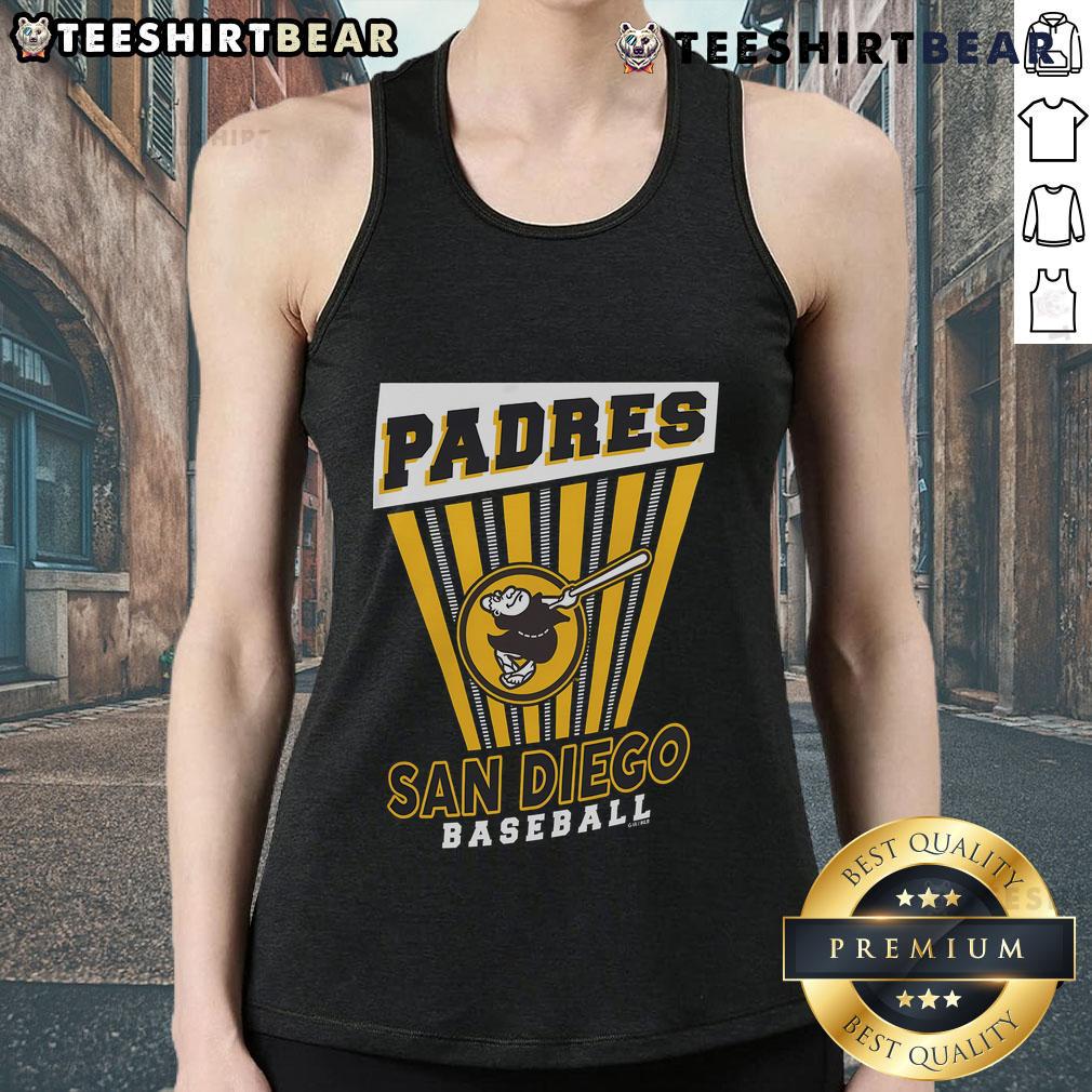Top San Diego Padres baseball starter tank top featuring team logo and vibrant colors, perfect for game day wear.