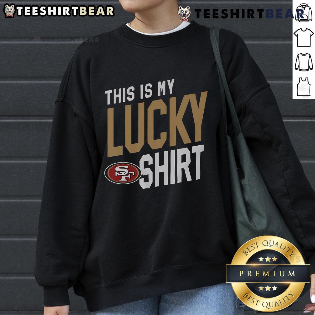 Alt Text: Cozy sweatshirt featuring San Francisco 49ers logo, perfect for game day and showcasing team spirit.