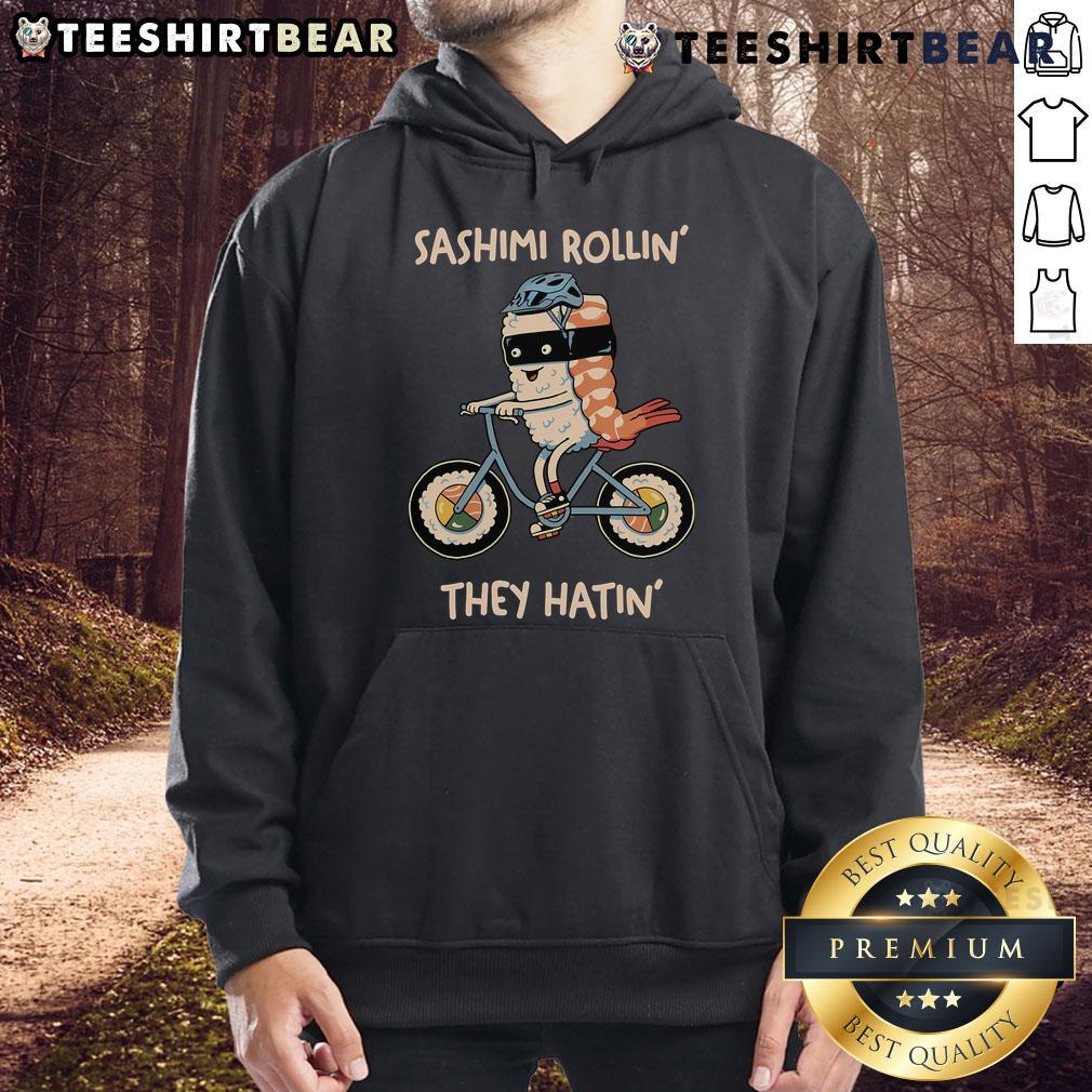 Top Sashimi Rollin They Hatin Hoodie featuring vibrant sushi graphics, perfect for sushi lovers and streetwear enthusiasts.