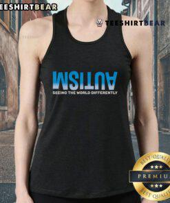 Autism Awareness tank top featuring 'Top Seeing The World Differently' design, promoting understanding and acceptance.