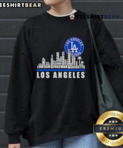 Los Angeles Dodgers players name logo sweatshirt featuring a stylish top skyline design.