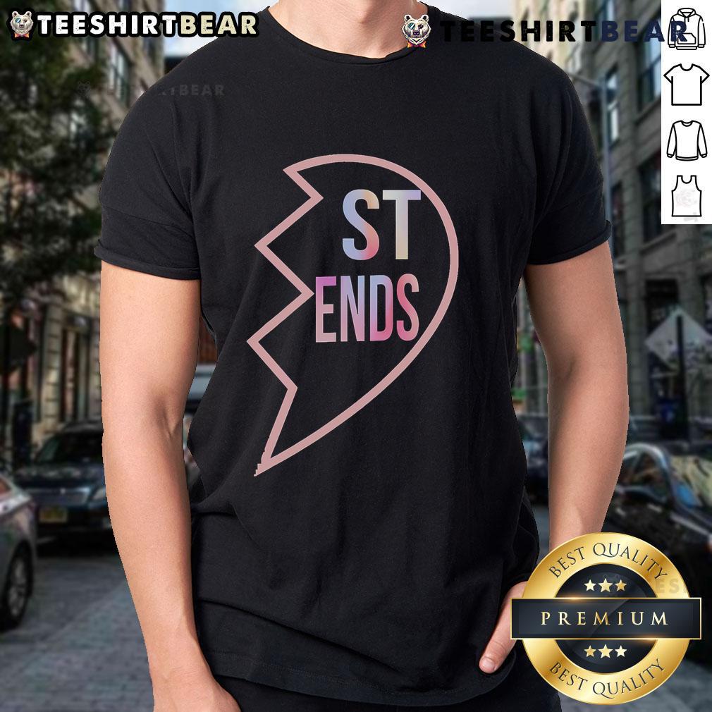Top St End Bff 1 Heart In 2 Best Friends matching t-shirts for friendship celebration and bonding.
