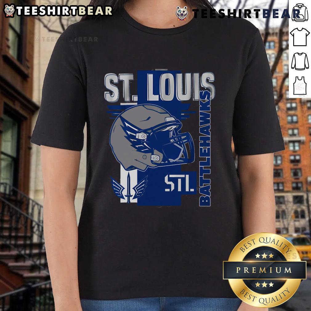 Stylish ladies tee featuring a helmet frame design of the Top St. Louis Battlehawks, perfect for fans and casual wear.