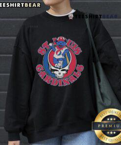 Top St. Louis Cardinals x Grateful Dead Bear Skull sweatshirt featuring vibrant graphics and cozy design for fans.