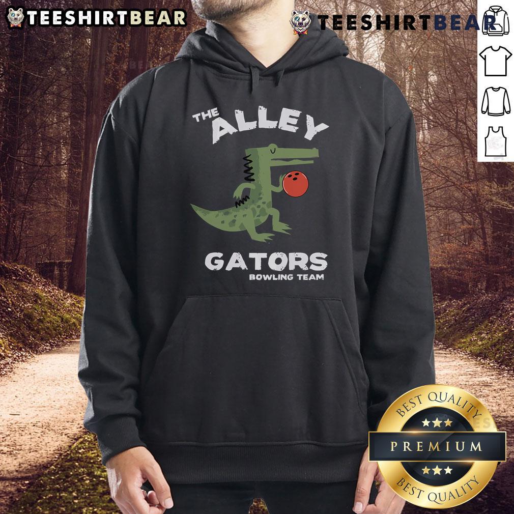 Top The Alley Gators Bowling Team Hoodie featuring vibrant colors and a stylish design perfect for bowling enthusiasts.
