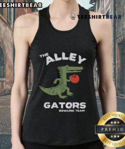 Top The Alley Gators Bowling Team tank top featuring vibrant colors and a fun graphic design for bowling enthusiasts.