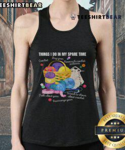 Crochet lovers arts and crafts tank top featuring colorful yarn and crochet hooks, perfect for creative hobbies.