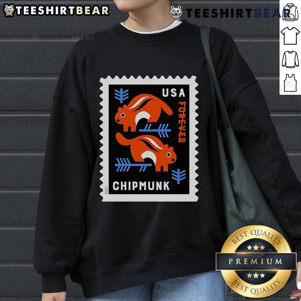 Top USA Chipmunk Stamp Sweatshirt featuring a vibrant chipmunk design, perfect for cozy casual wear.