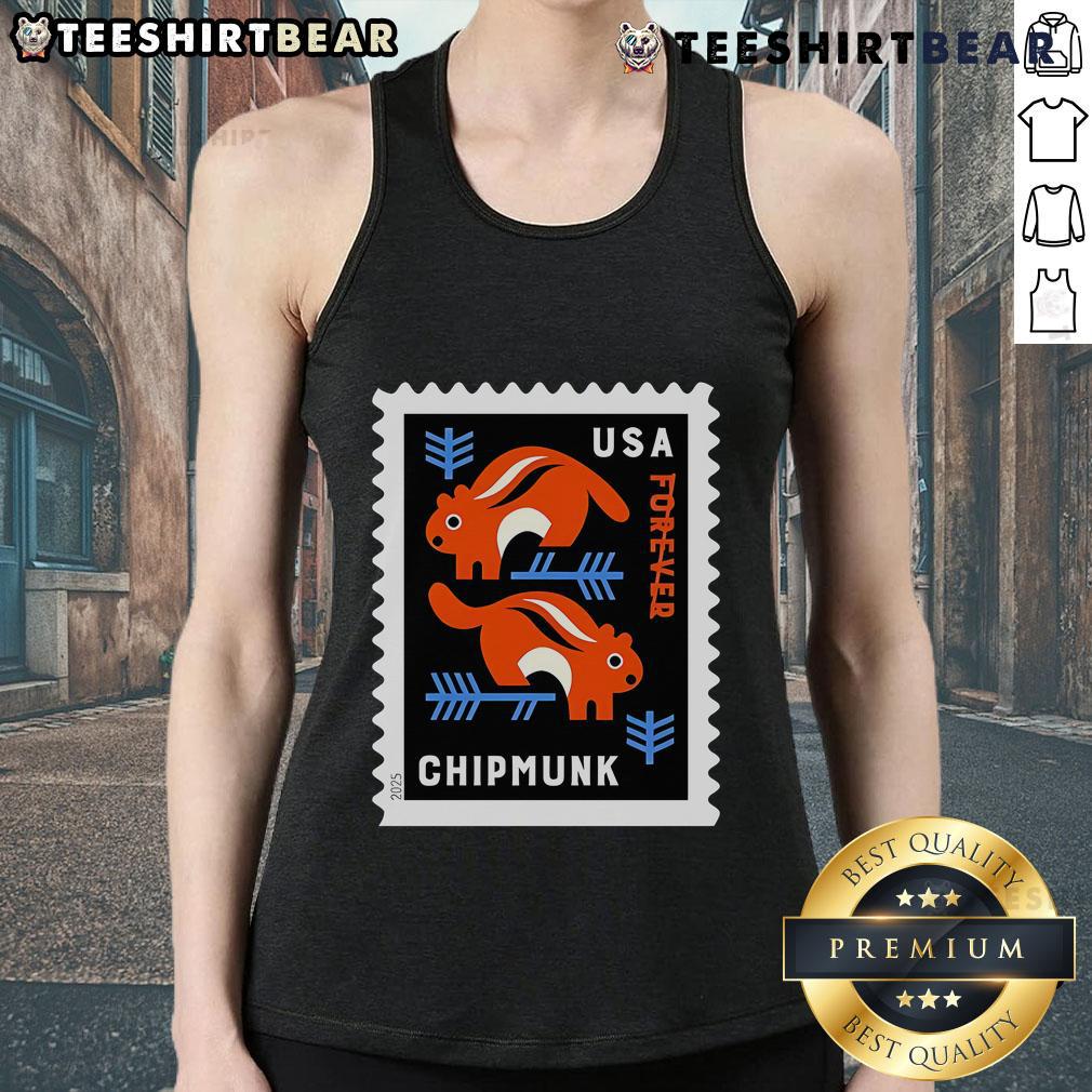 Top USA Chipmunk Stamp Tank Top featuring a playful chipmunk graphic, perfect for casual summer wear.