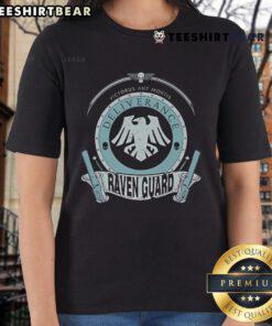 Top Victorus Aut Mortis Deliverance Raven Guard ladies tee with stylish design for fans of Warhammer 40K.