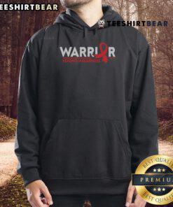 Top Warrior Hemophilia Awareness red ribbon hoodie showcasing support for hemophilia awareness and advocacy.