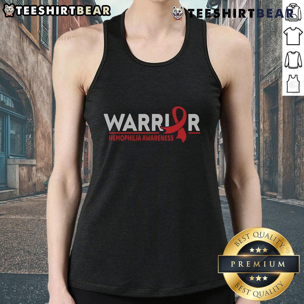 Top Warrior Hemophilia Awareness Red Ribbon Tank Top showcasing support for hemophilia awareness and advocacy.