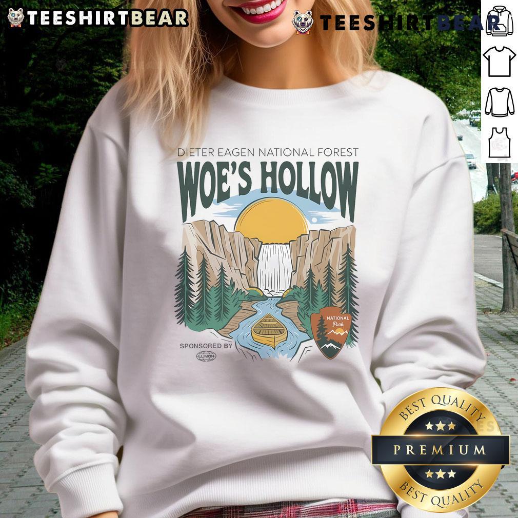 Top Woes Hollow retro vintage national park aesthetic sweatshirt in a cozy, casual setting.
