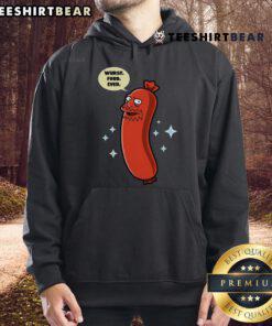 Funny hoodie featuring 'Top Wurst Food Ever' sausage design, perfect for food lovers and humor enthusiasts.