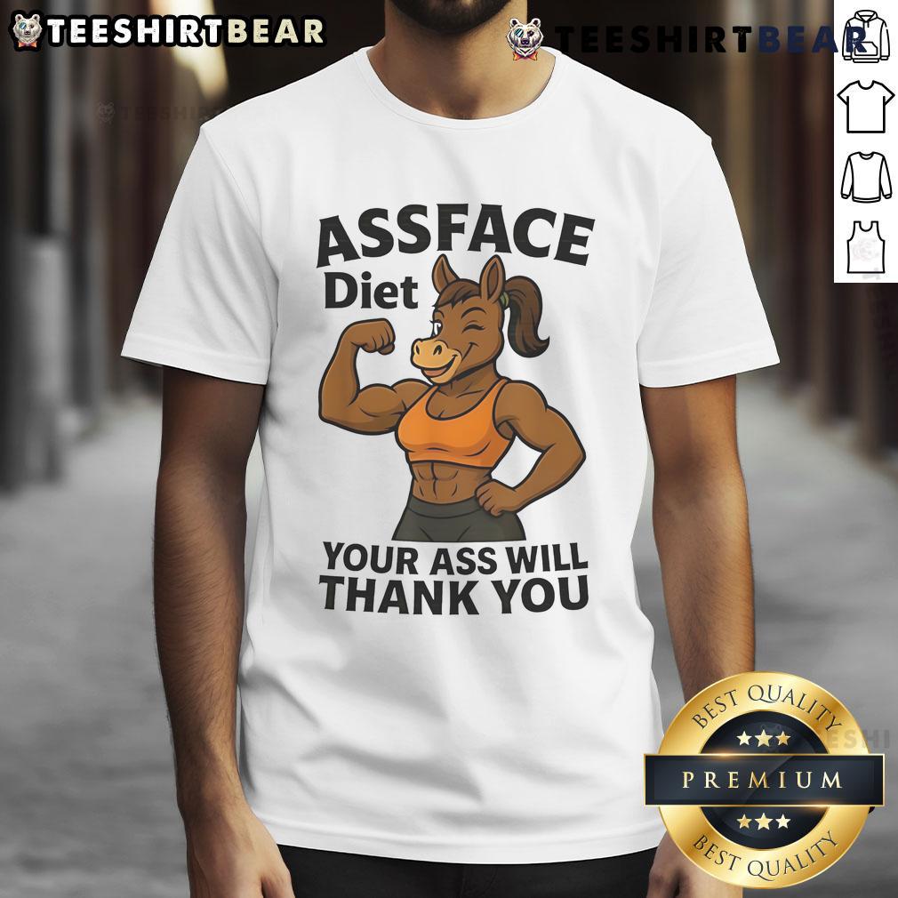 Awesome Assface Diet Ripped Donkey T-Shirt featuring a fun graphic, perfect for fitness enthusiasts and humor lovers.