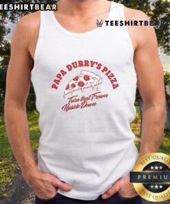 Alt Text: Awesome Durry Papa Durry's Pizza tank top design featuring an upside-down pizza graphic for trendy fashion lovers.