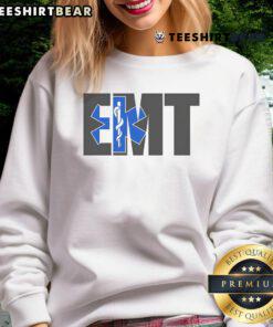 Awesome EMT logo sweatshirt featuring a bold design, perfect for emergency medical technicians and healthcare enthusiasts.