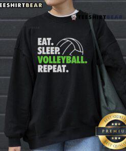 Alt Text: Awesome Eat Sleep Volleyball Repeat Premium Sweatshirt in vibrant colors for volleyball enthusiasts and athletes.