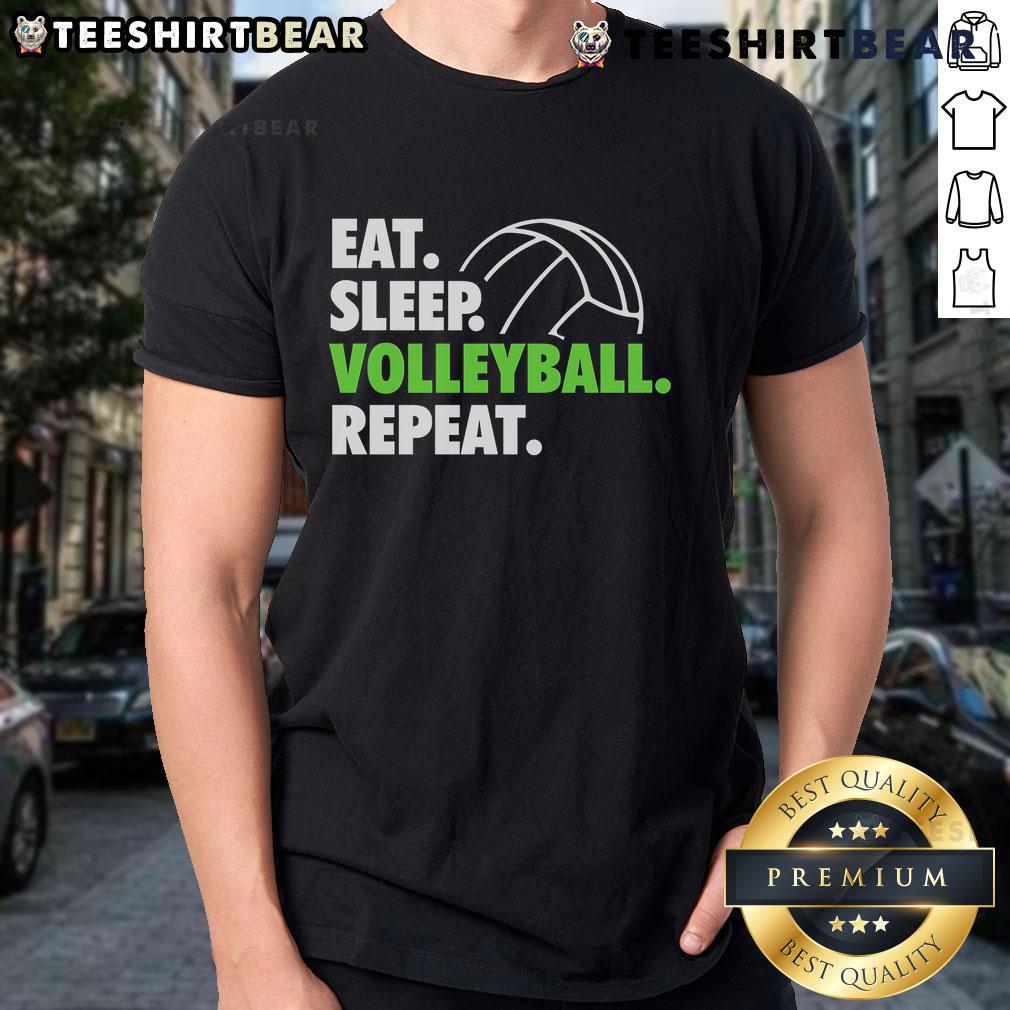 Awesome Eat Sleep Volleyball Repeat Premium T-Shirt design featuring a sporty graphic and vibrant colors for volleyball fans.