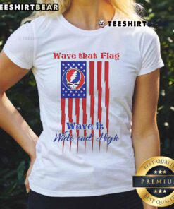 Awesome Grateful Dead Wave That Flag tee for ladies, featuring vibrant colors and a stylish design perfect for fans.